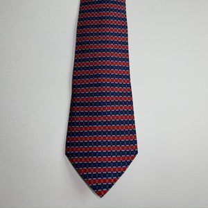 Hermes Rare Vintage 100% Silk Red and Blue Tie